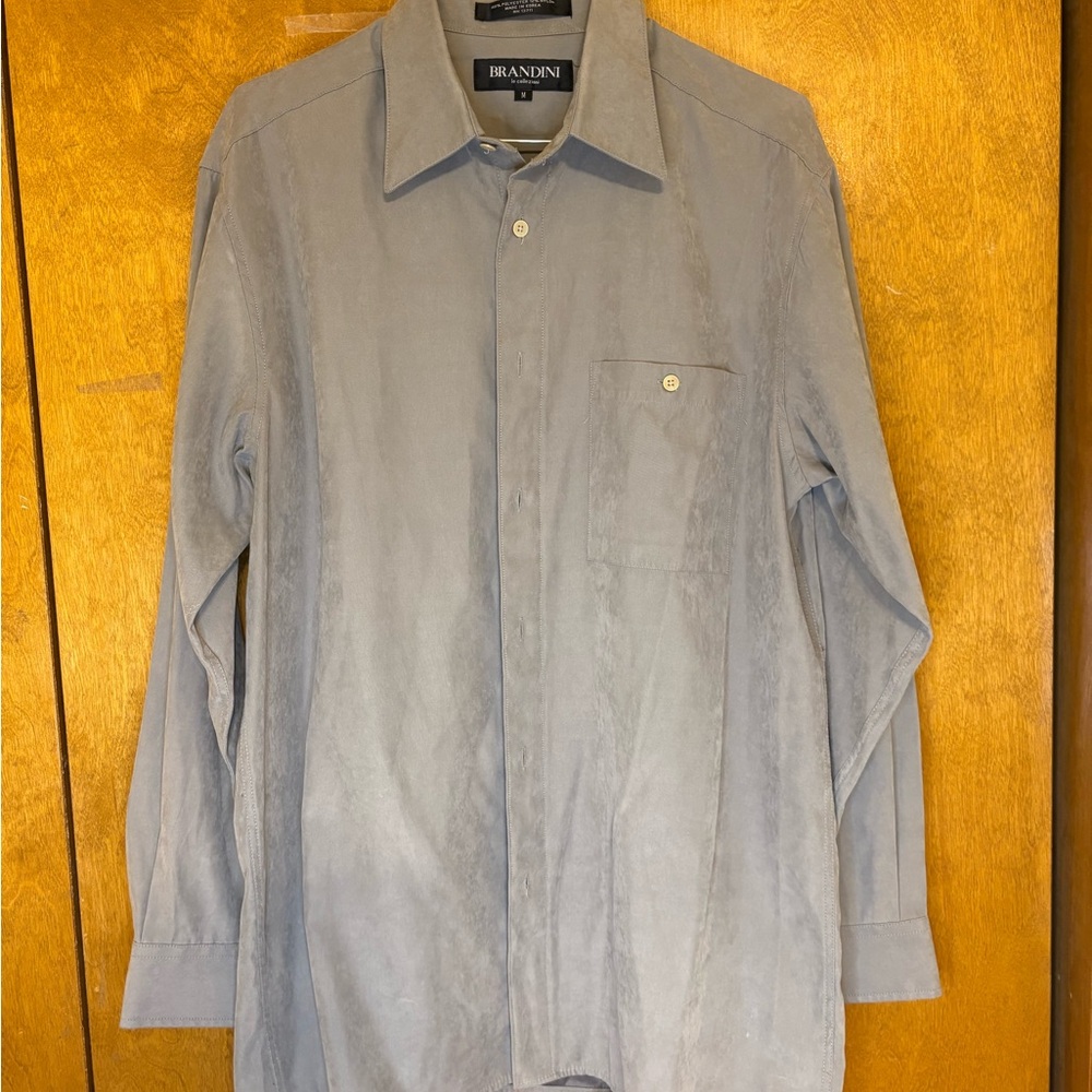 Men's Casual Olive  Button Down Shirt‎ Smooth Straight Fit